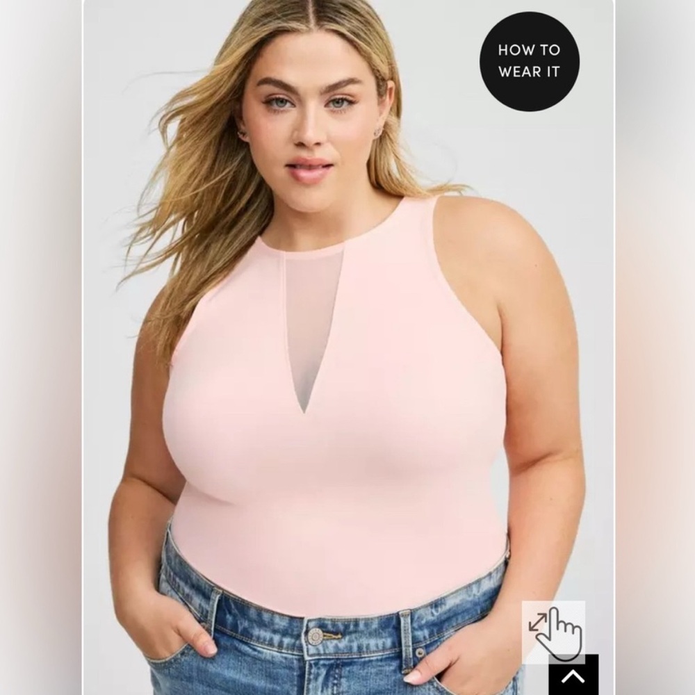 Torrid Light Pink Foxy Mesh Insert Sleeveless Top - 3x - NWT